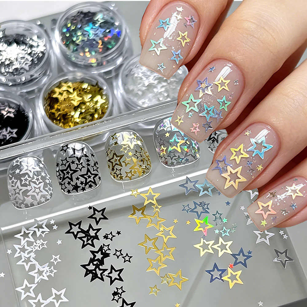 Gold Foil Flakes - 1 JAR Sequin Bintang Berujung Lima