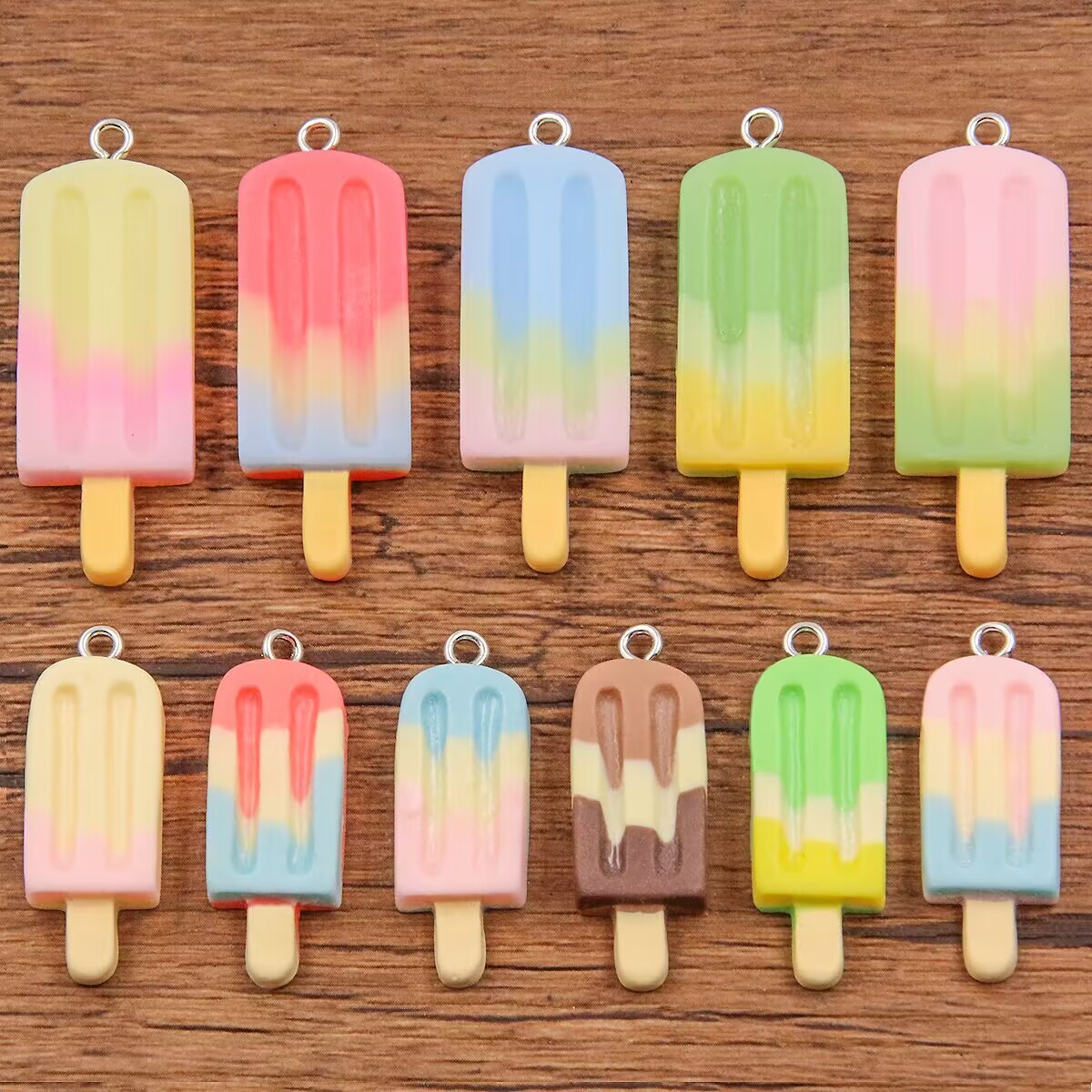 Resin Crafts Diy - 6Pcs Gantungan Resin Es Krim Gradasi