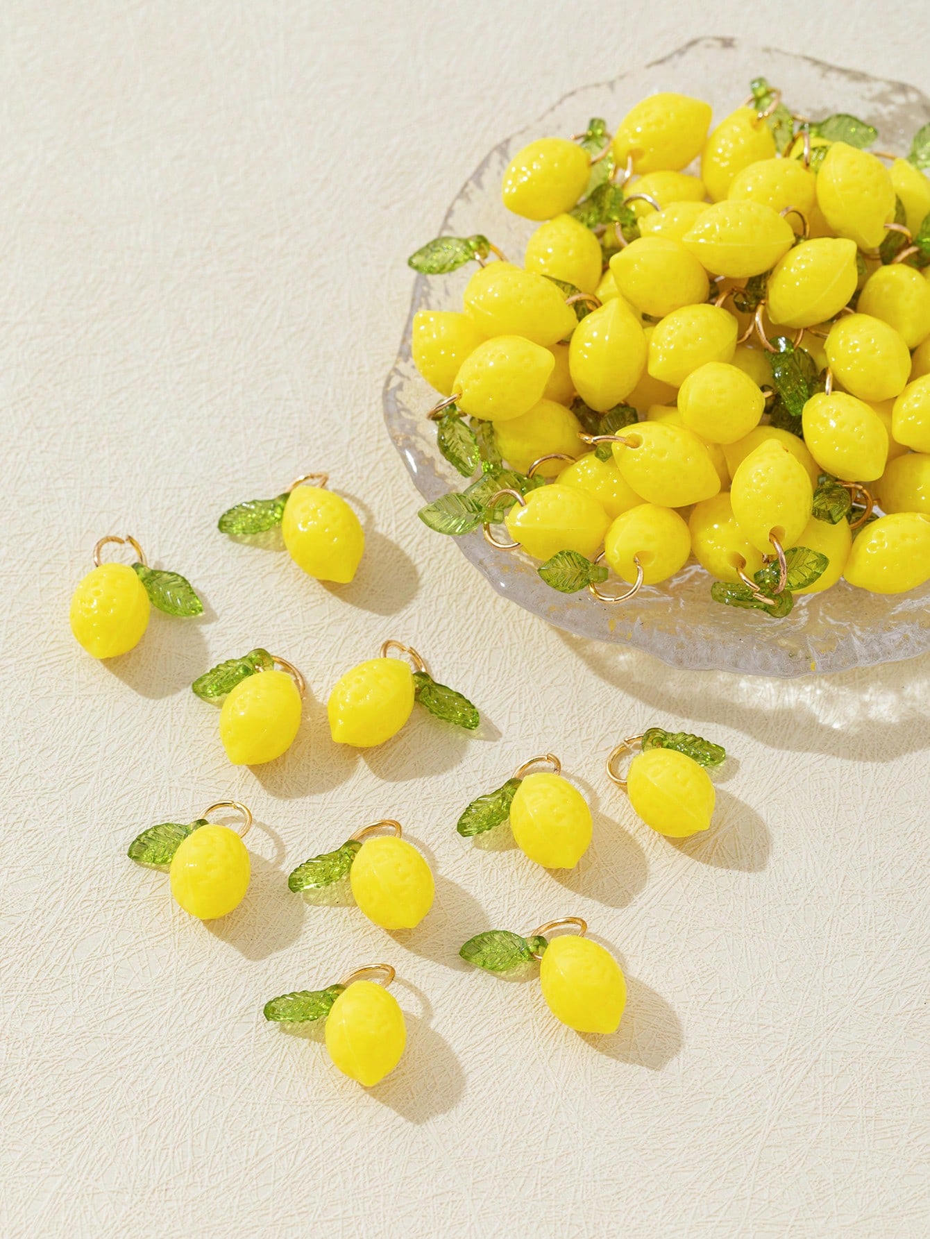 Resin Crafts Diy - 10 Buah Liontin Resin Lemon 3D,