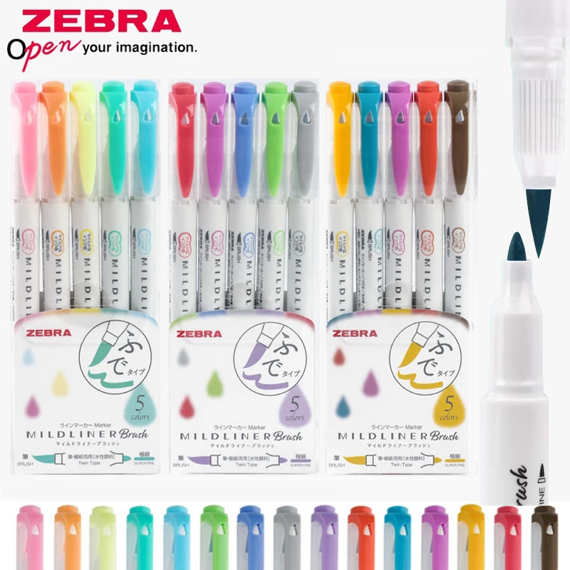 Zebra Pen Mildliner - Pena tanda kuas Mildliner WFT8 Highlighter