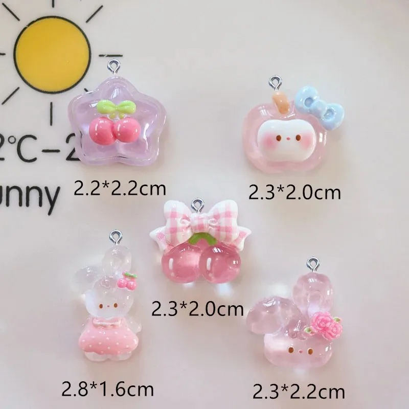Resin Crafts Diy - 10 Buah Liontin Resin Kelinci Ceri