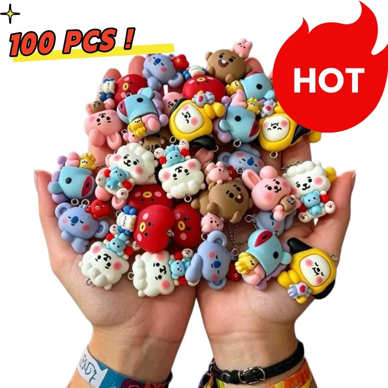 Crafting Resin - 7pcs BT21 Resin Kartun Charm Aksesoris