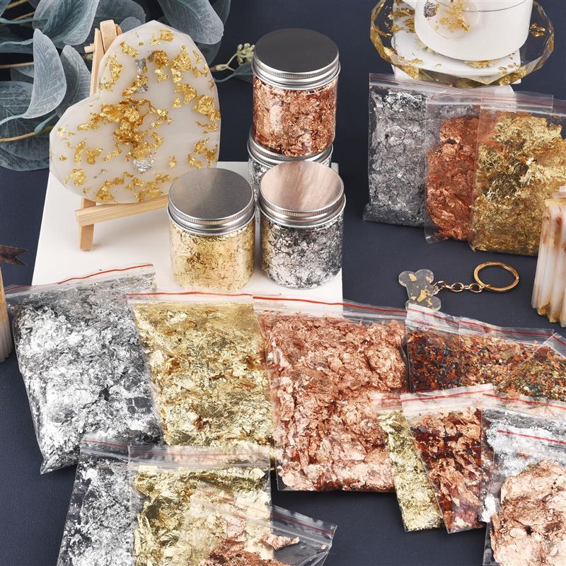 Gold Foil Flakes - 1/2/3/5/10G Imitasi Emas Perak Tembaga Foil
