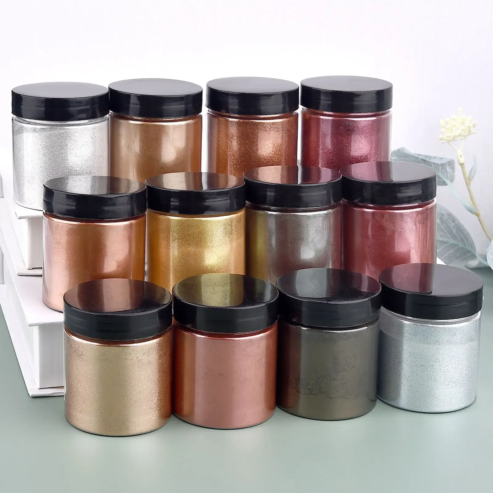 50G/Botol Bubuk Glitter Metali - Resin Pigment Set ulasan dan harga