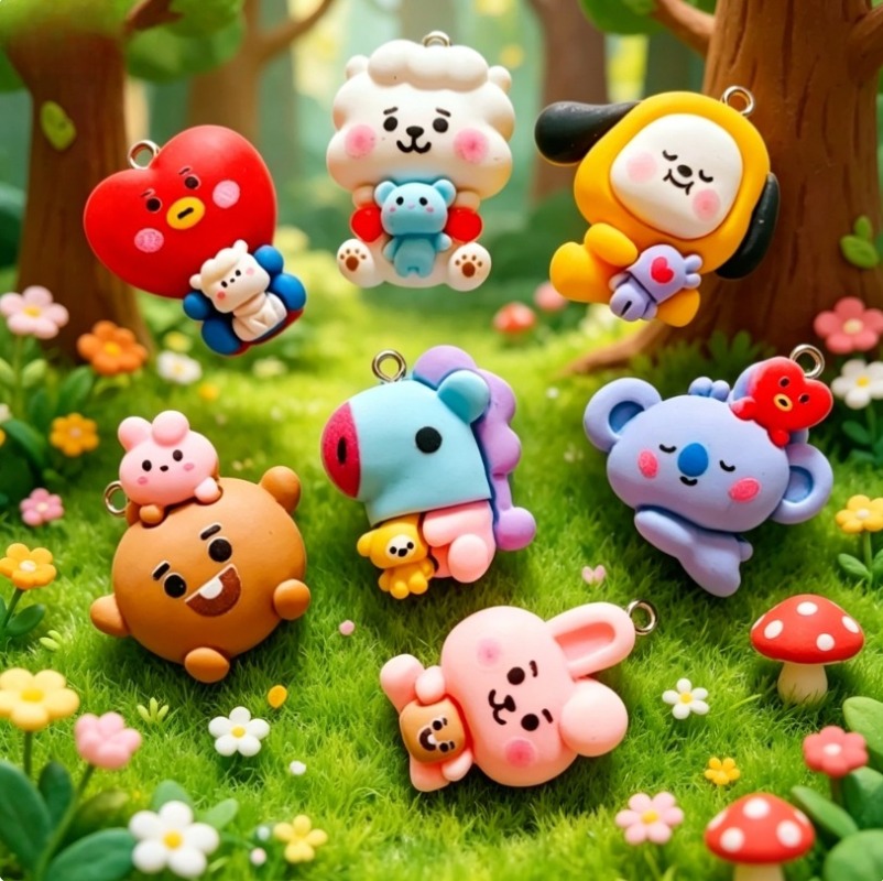 7pcs BT21 Resin Kartun Charm A - Crafting Resin ulasan dan harga
