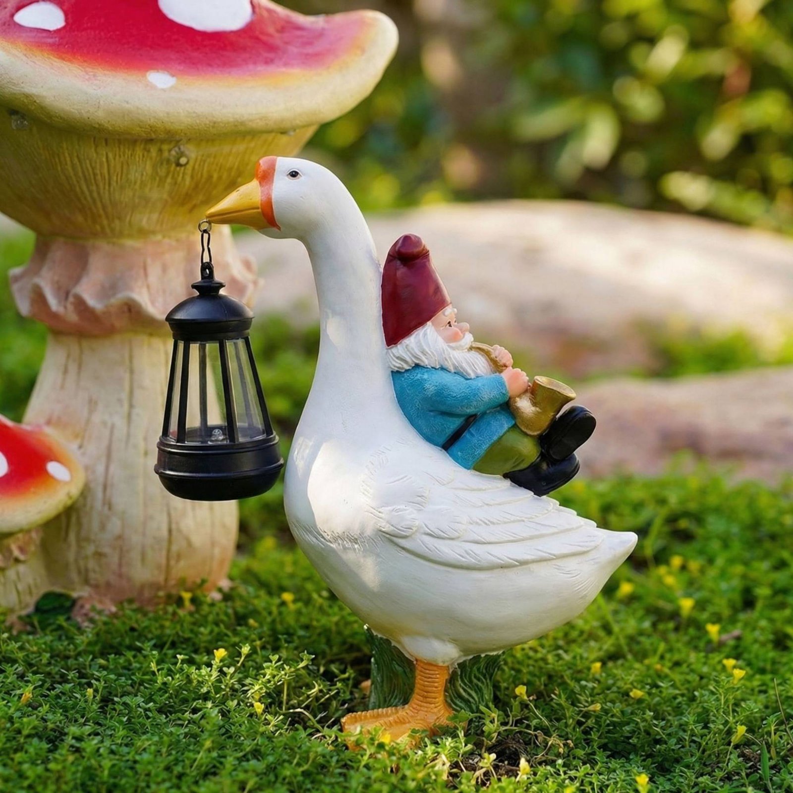 Patung Gnome Mengendarai Angsa - Crafting Resin ulasan dan harga